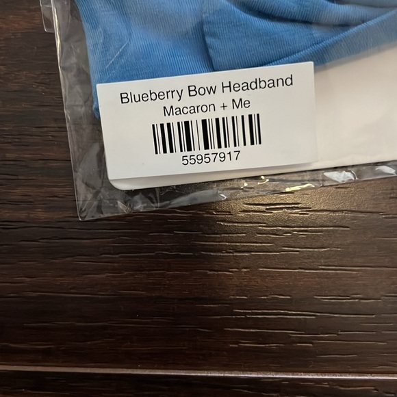 Macron + me baby girl blueberry‎ blue headband bow NWT - Picture 2 of 3